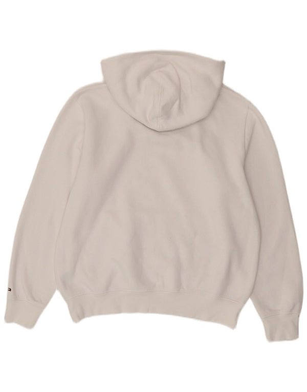 Tommy Hilfiger Mens Graphic Hoodie Jumper Large White Cotton