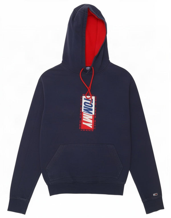 Tommy Hilfiger Mens Graphic Hoodie Jumper Small Navy Blue Cotton