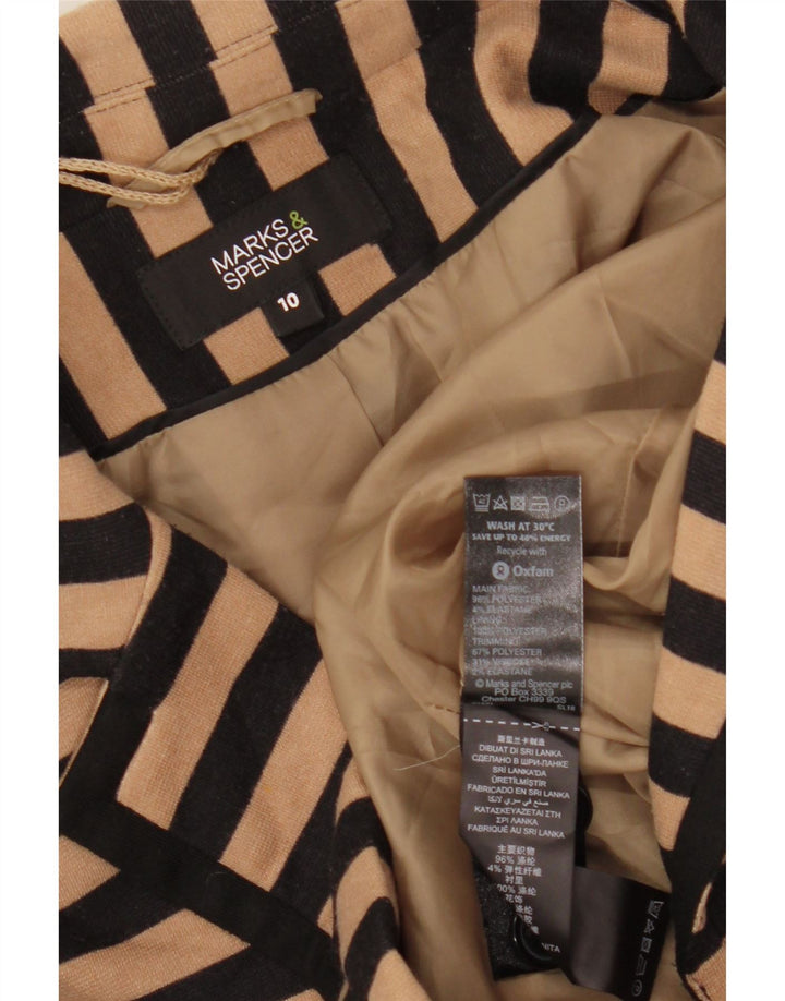 Marks & Spencer Womens Crop Blazer Jacket UK 10 Small Beige Striped