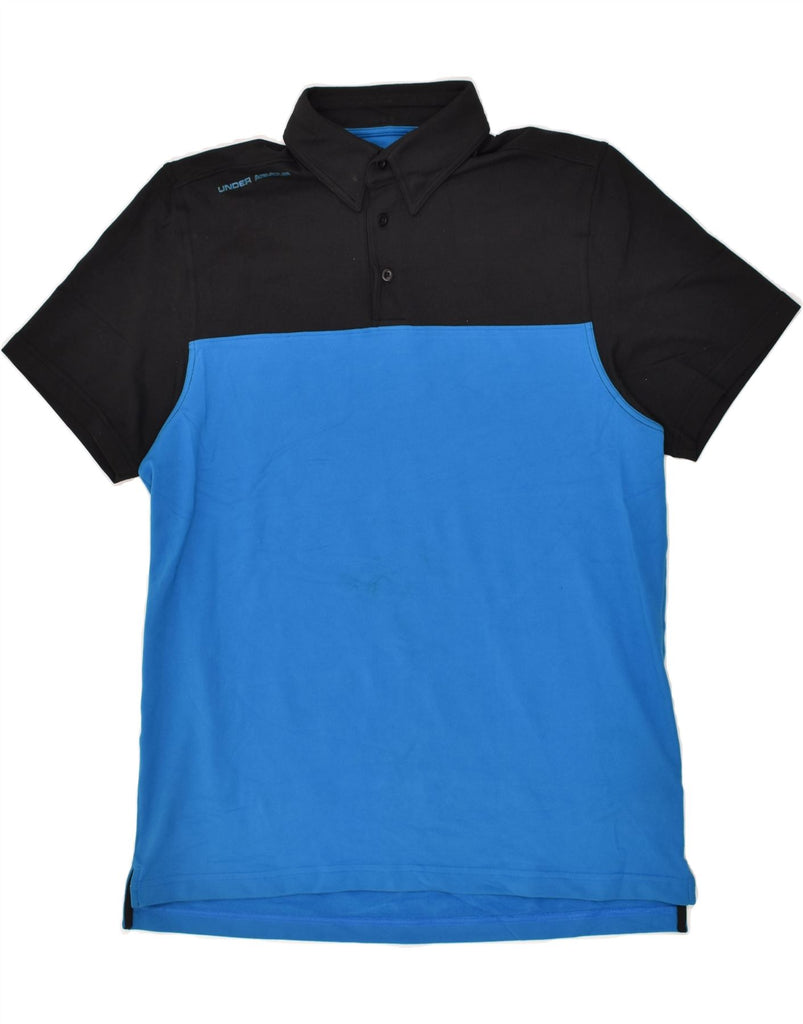 UNDER ARMOUR Mens Cold Gear Regular Polo Shirt Large Blue Colourblock | Vintage Under Armour | Thrift | Second-Hand Under Armour | Used Clothing | Messina Hembry 