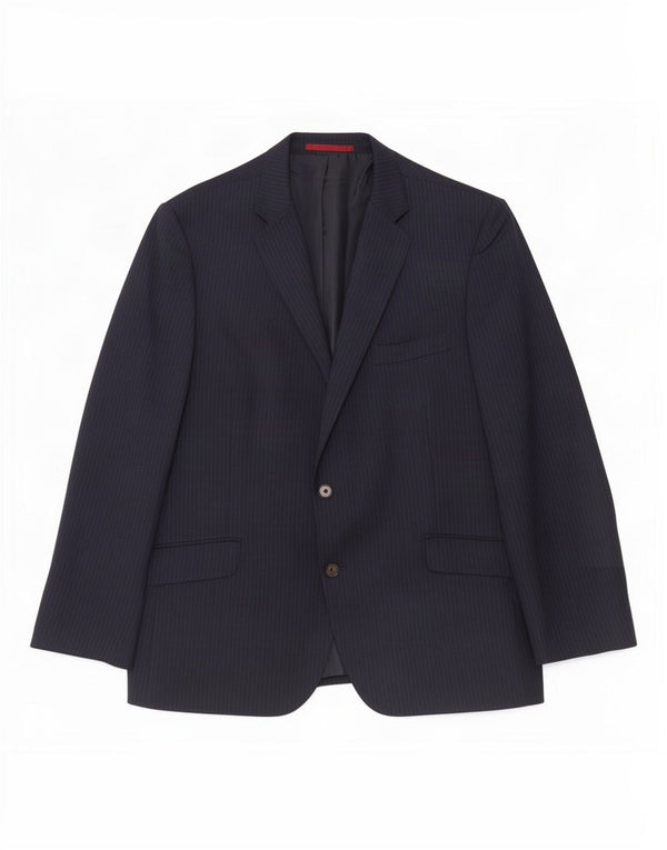 Marks & Spencer Mens 2 Button Blazer Jacket UK 44 XL Navy Blue Pinstripe