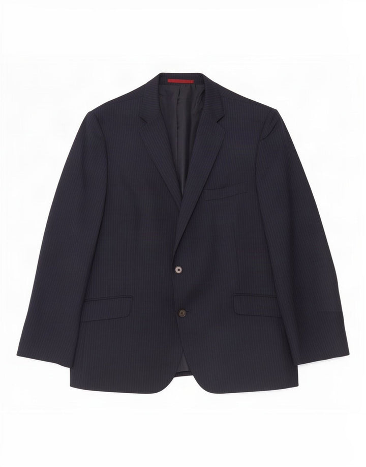 Marks & Spencer Mens 2 Button Blazer Jacket UK 44 XL Navy Blue Pinstripe