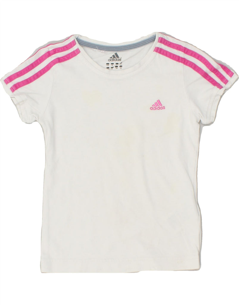 ADIDAS Girls T-Shirt Top 5-6 Years White Cotton | Vintage Adidas | Thrift | Second-Hand Adidas | Used Clothing | Messina Hembry 