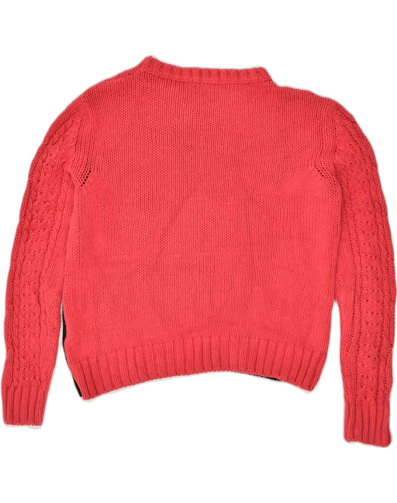 DIESEL Womens Boat Neck Jumper Sweater UK 14 Large Red Colourblock Cotton | Vintage Diesel | Thrift | Second-Hand Diesel | Used Clothing | Messina Hembry 