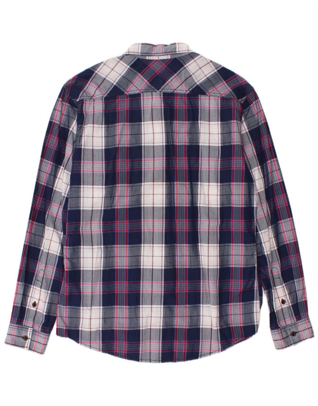 Esprit Mens Slim Fit Shirt Medium Navy Blue Check Cotton