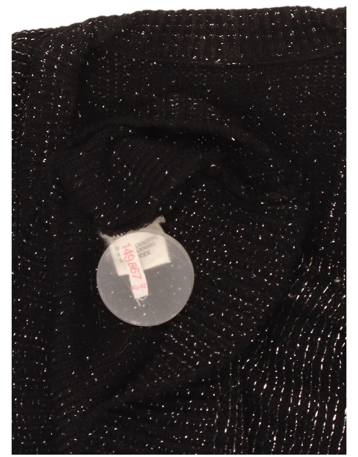 VINTAGE Womens Vest Tank Top EU 40/42 Medium Black Flecked Acrylic