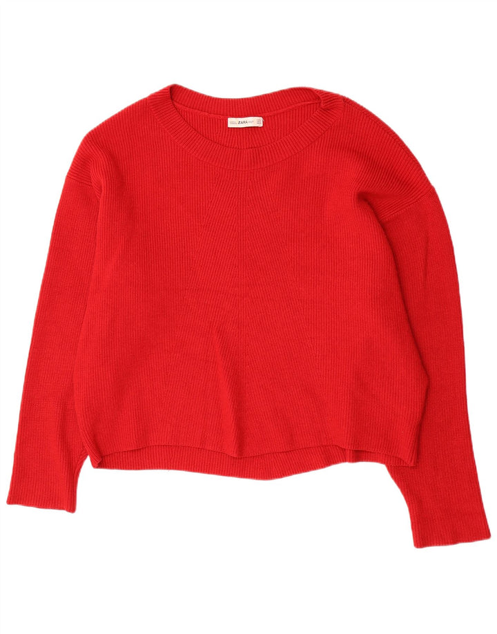 Zara Womens Oversized Boat Neck Jumper Sweater UK 14 Medium Red Viscose