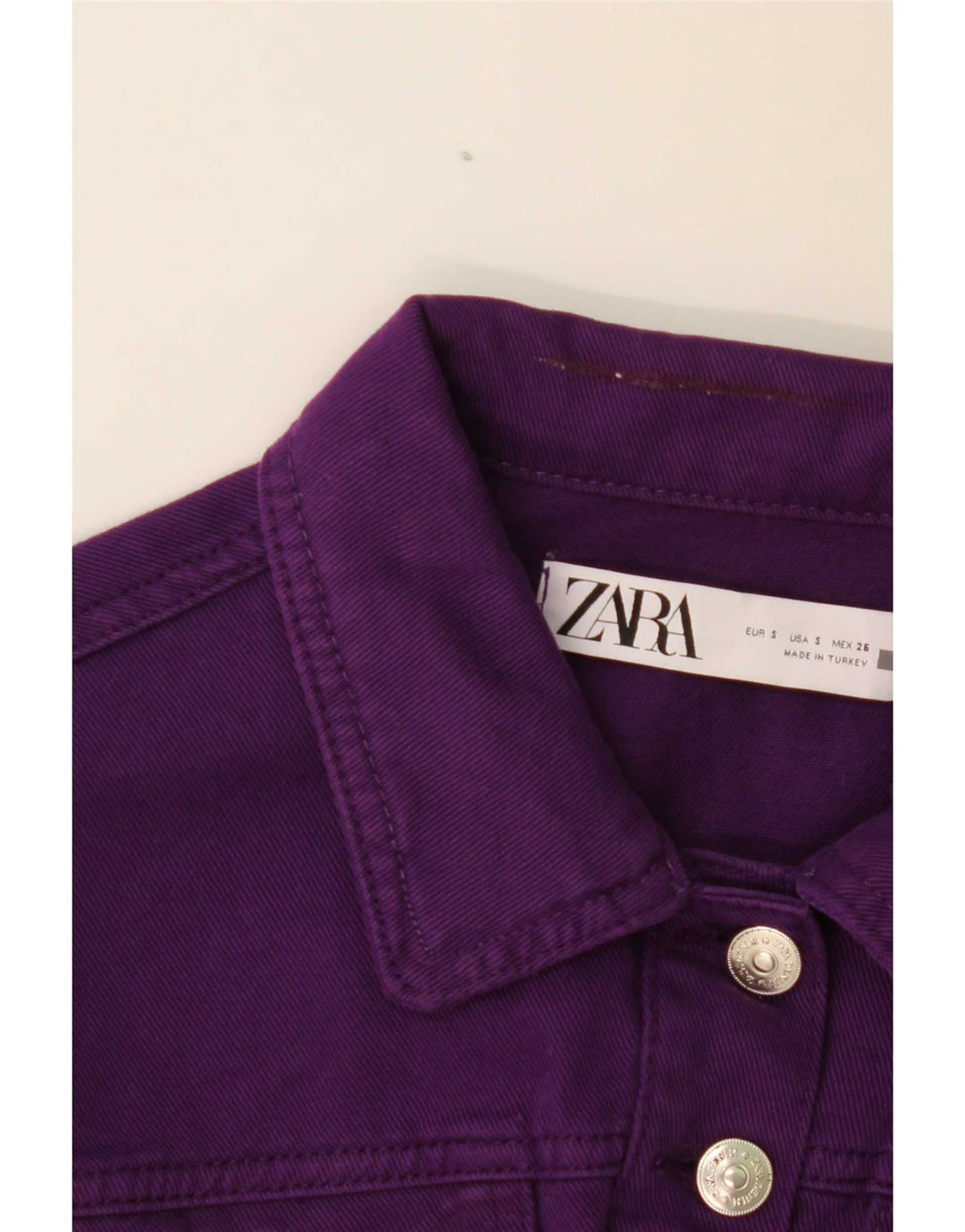 Zara Womens Crop Denim Jacket UK 10 Small Purple