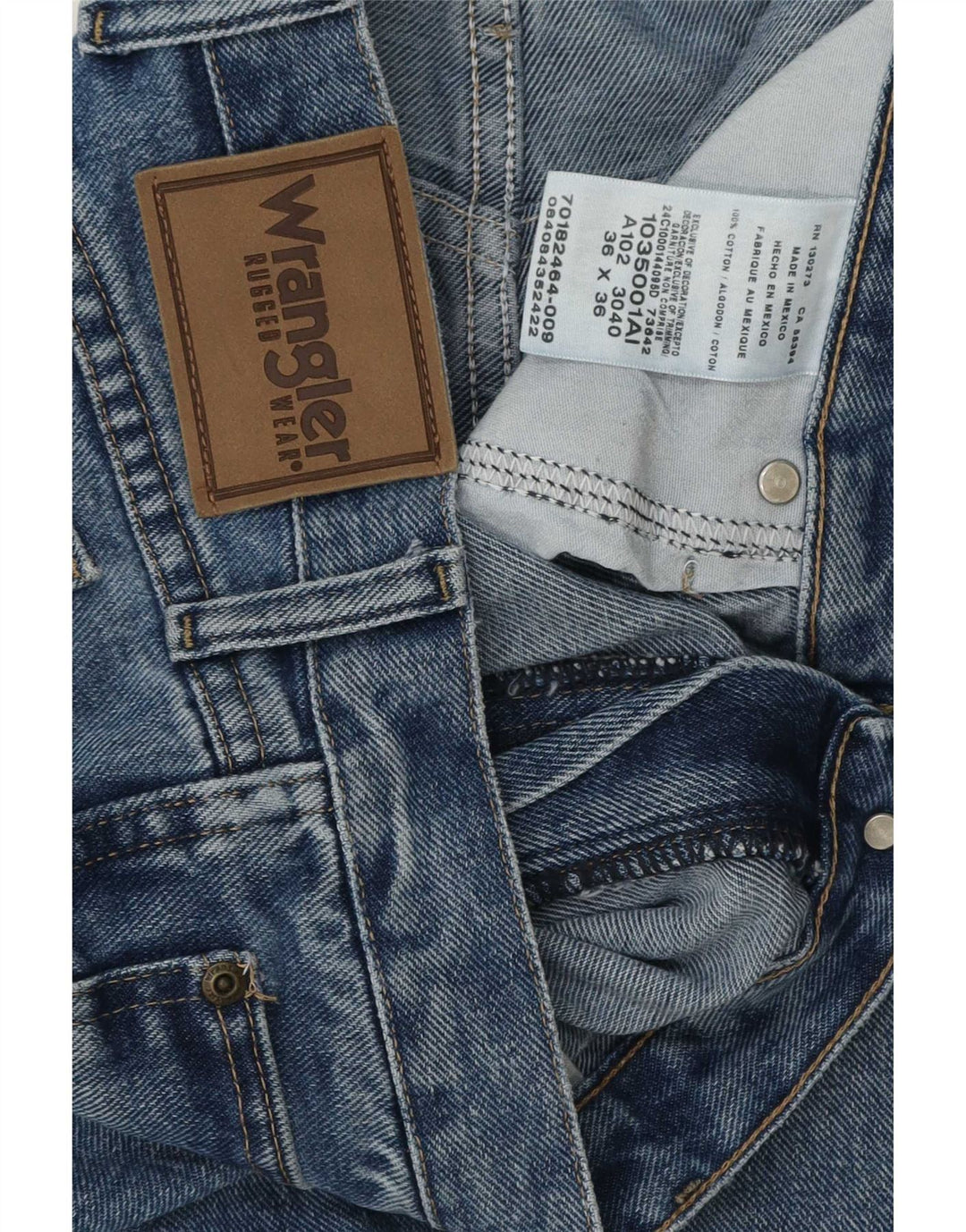 Wrangler Mens Straight Jeans W36 L36 Blue Cotton