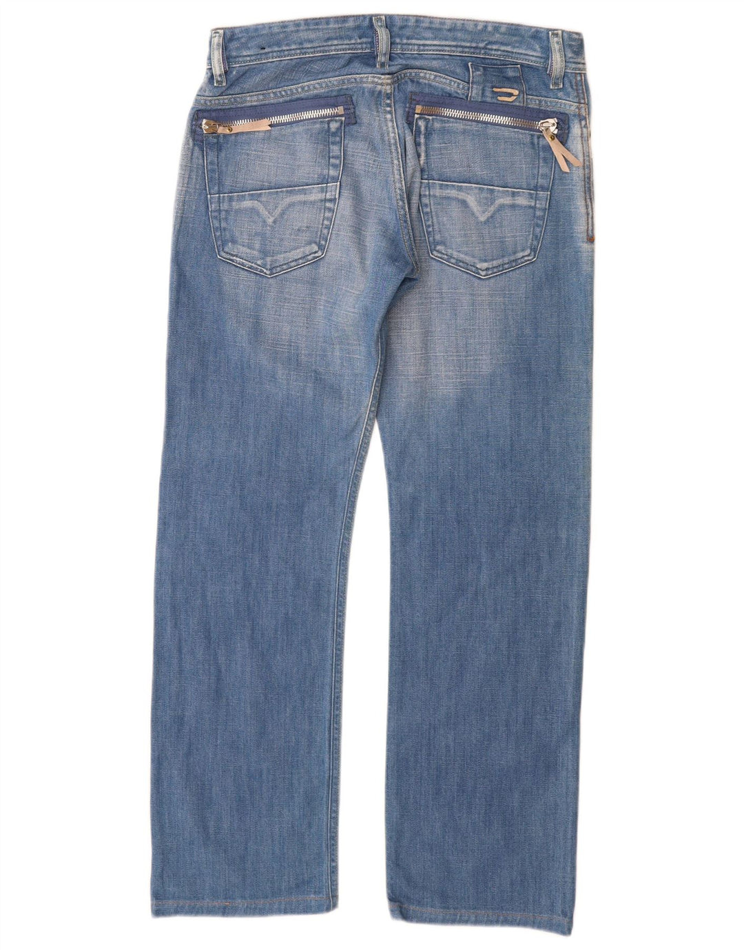 Diesel Womens Distressed Straight Jeans W30 L29 Blue Cotton