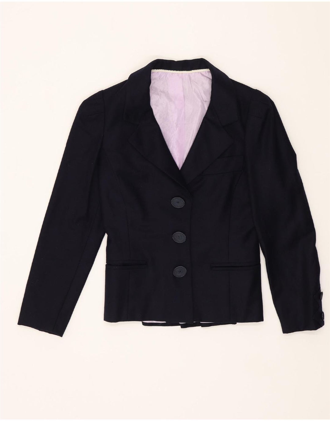 Vintage Womens 3 Button Blazer Jacket UK 4 XS Navy Blue