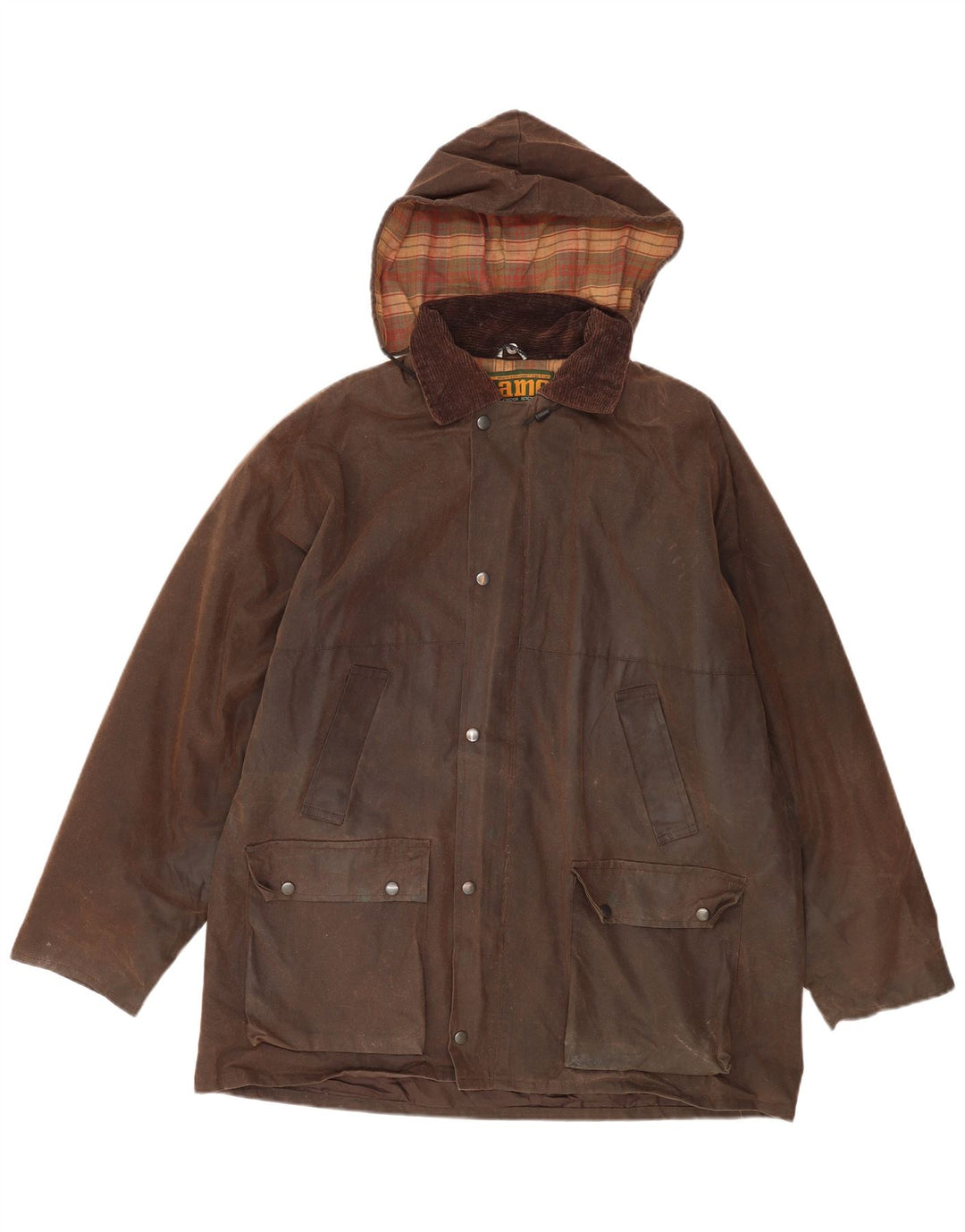 Game Technical Apparel Mens Hooded Waxed Cotton Jacket UK 44 2XL Brown