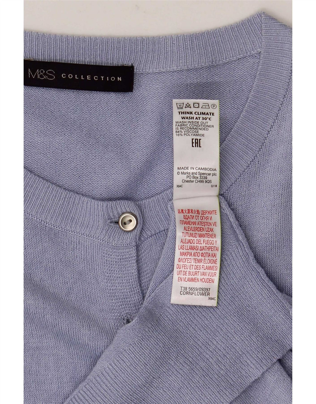 Marks & Spencer Womens Cardigan Sweater UK 14 Large  Blue Viscose