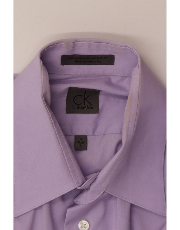 Calvin Klein Mens Shirt Size 16 Large Purple Cotton