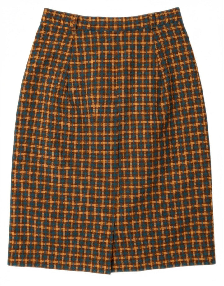 AFFINITY Womens High Waist Pencil Skirt UK 14 Medium W30 Brown Plaid