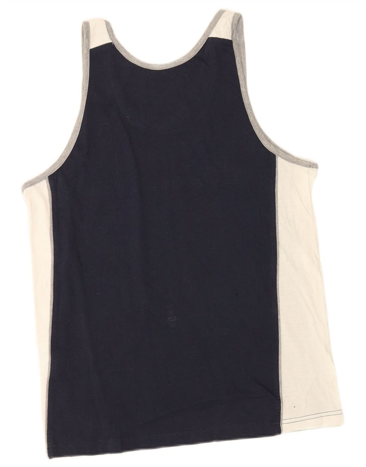 Champion Mens Graphic Vest Top Medium Navy Blue Colourblock Cotton
