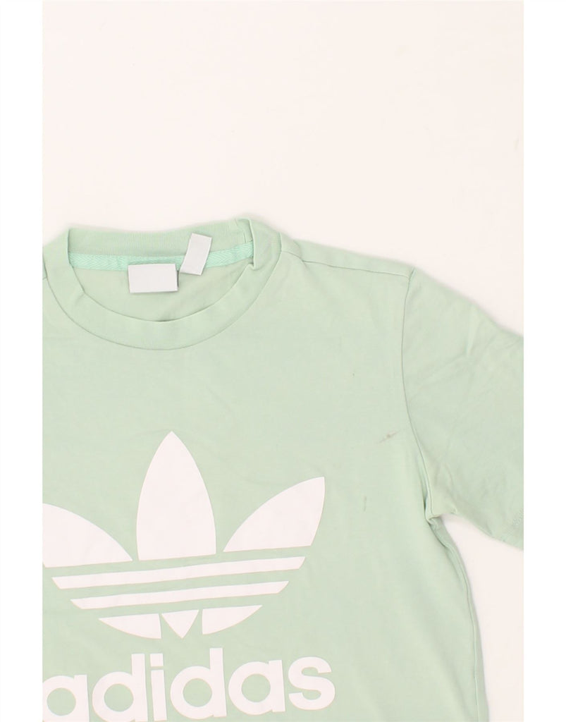 ADIDAS Womens Graphic T-Shirt Top UK 6 XS Green Cotton | Vintage Adidas | Thrift | Second-Hand Adidas | Used Clothing | Messina Hembry 