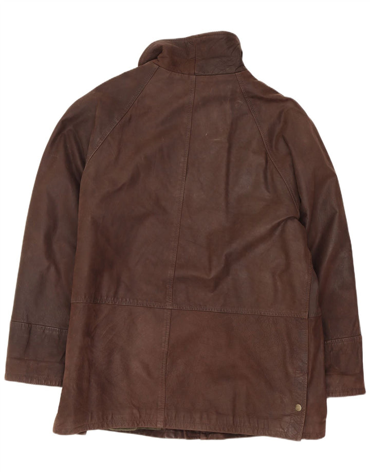 Daniel Hechter Mens Leather Windbreaker Jacket IT 52 XL Brown