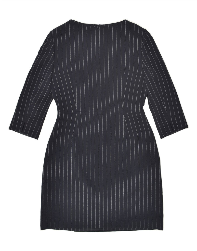 HOBBS Womens 3/4 Sleeve Sheath Dress UK 10 Small  Navy Blue Pinstripe | Vintage Hobbs | Thrift | Second-Hand Hobbs | Used Clothing | Messina Hembry 