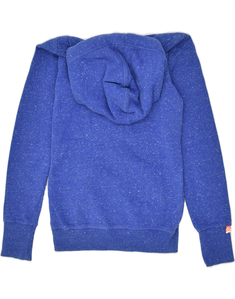 SUPERDRY Womens Zip Hoodie Sweater UK 4 XS Blue Flecked Cotton | Vintage Superdry | Thrift | Second-Hand Superdry | Used Clothing | Messina Hembry 