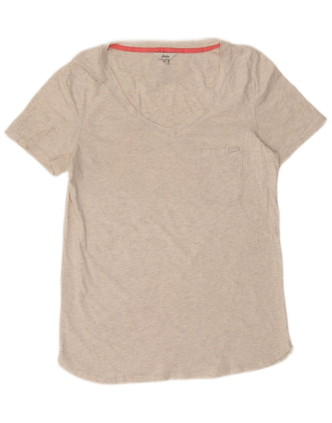 JOULES Womens T-Shirt Top UK 12 Medium Off White Flecked