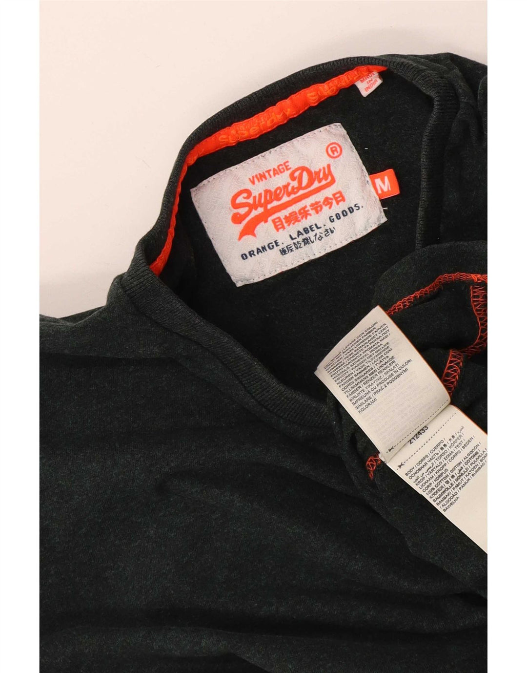 Superdry Mens Top Long Sleeve Medium Green Cotton