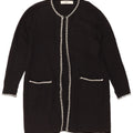 Zara Womens Longline Open Cardigan Sweater UK 14 Medium Black Viscose
