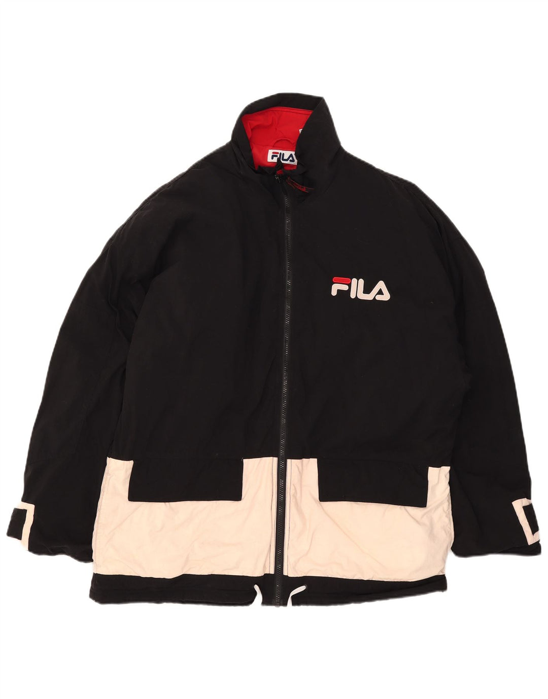 Fila Mens Graphic Padded Jacket UK 38 Medium Black Colourblock Nylon