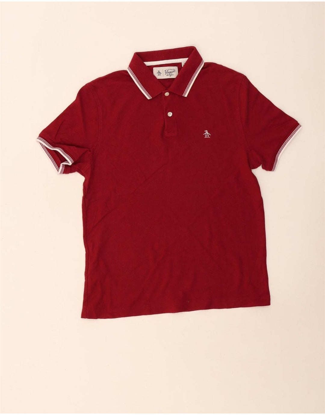 Penguin Mens Polo Shirt Small Burgundy Cotton