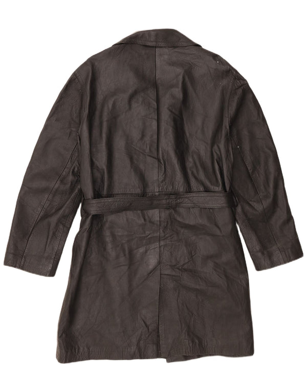 Vintage Womens Leather Coat UK 14 Large Black