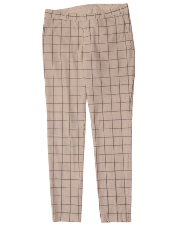 Zara Mens Slim Chino Trousers EU 40 Medium W31 L33 White Check Polyester