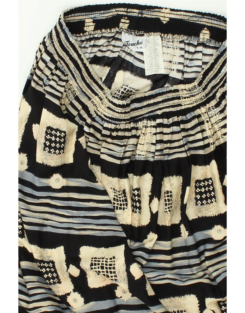 VINTAGE Womens Pleated Skirt UK 16 Large W36 Black Patchwork Rayon | Vintage Vintage | Thrift | Second-Hand Vintage | Used Clothing | Messina Hembry 