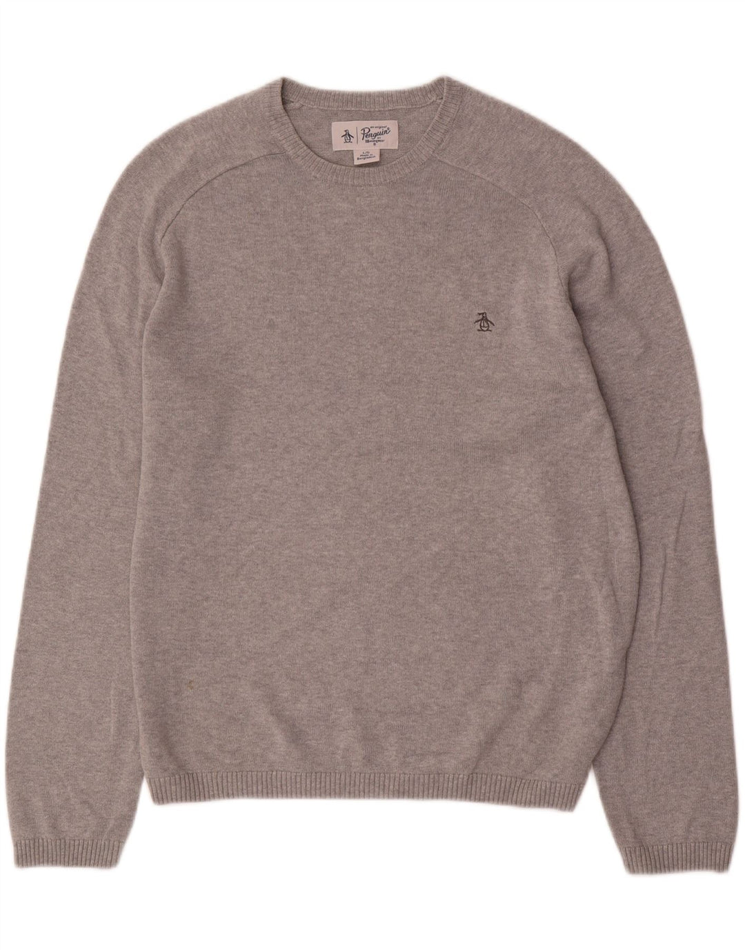 Penguin Mens Crew Neck Jumper Sweater Large Grey Cotton