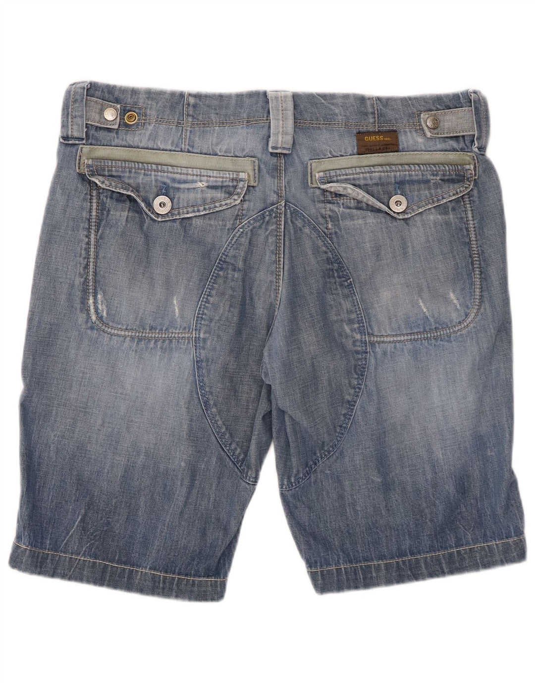 GUESS Mens Cargo Denim Shorts W33 Medium  Blue