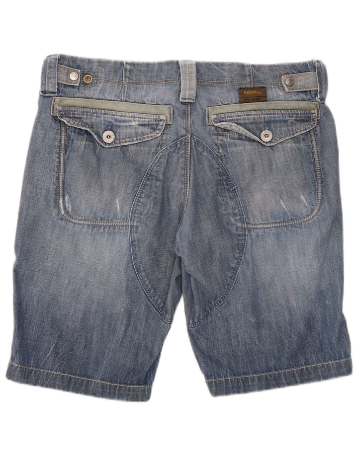 GUESS Mens Cargo Denim Shorts W33 Medium  Blue