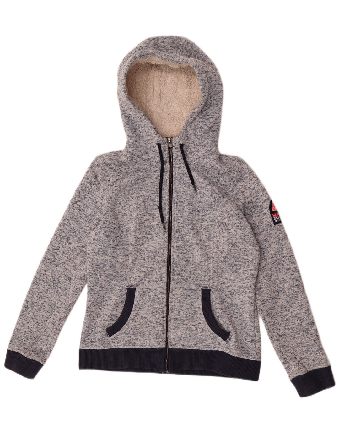 Superdry Mens Zip Hoodie Sweater UK 14 Large Blue Flecked Polyester
