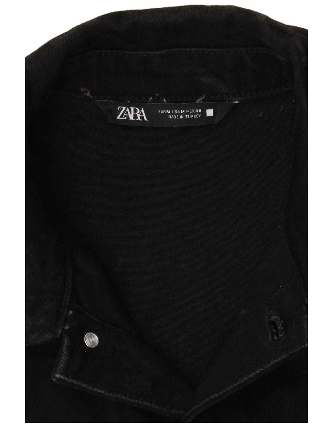 Zara Mens Denim Jacket UK 38 Medium Black Cotton