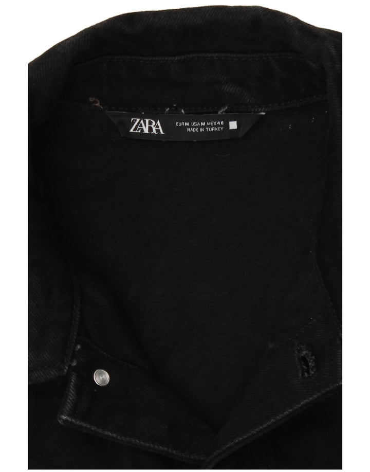 Zara Mens Denim Jacket UK 38 Medium Black Cotton