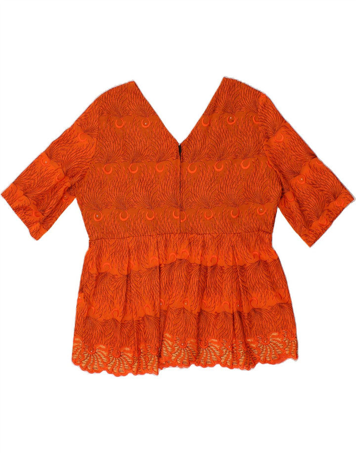 VINTAGE Womens Abstract Pattern Blouse Top UK 16 Large Orange Vintage Vintage and Second-Hand Vintage from Messina Hembry 