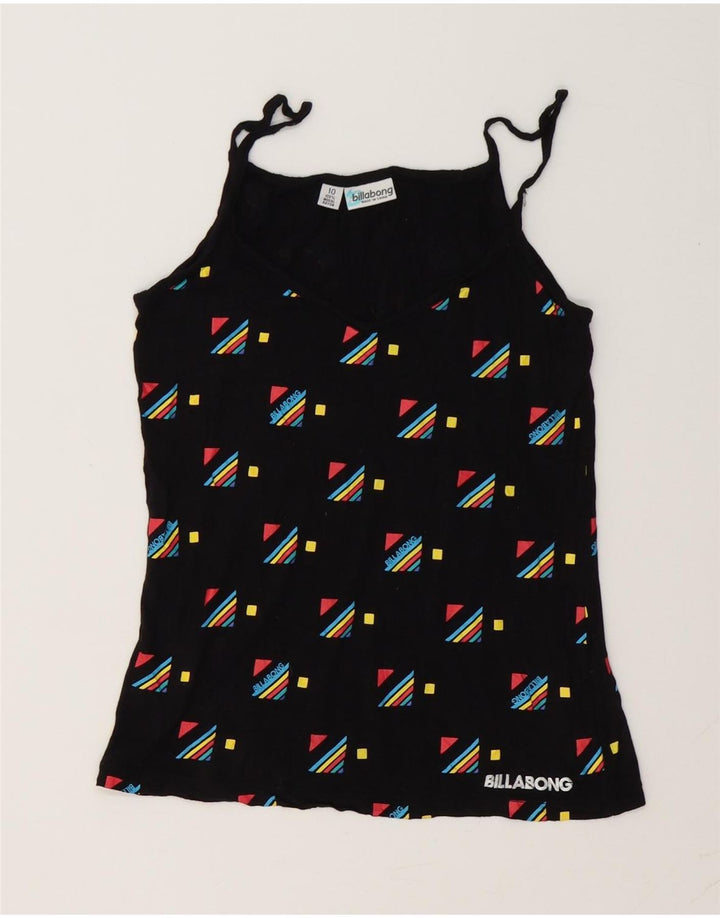 Billabong Womens Graphic Cami Top UK 10 Small Black Geometric Modal