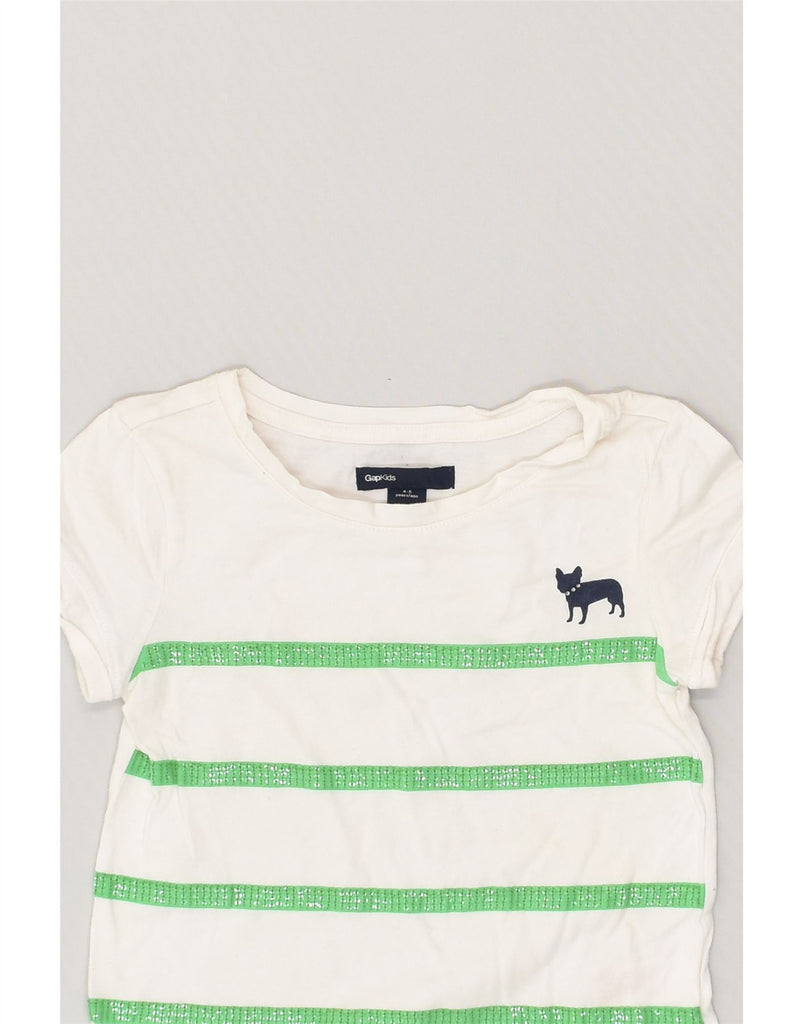 GAP Girls T-Shirt Top 4-5 Years White Striped Cotton | Vintage Gap | Thrift | Second-Hand Gap | Used Clothing | Messina Hembry 