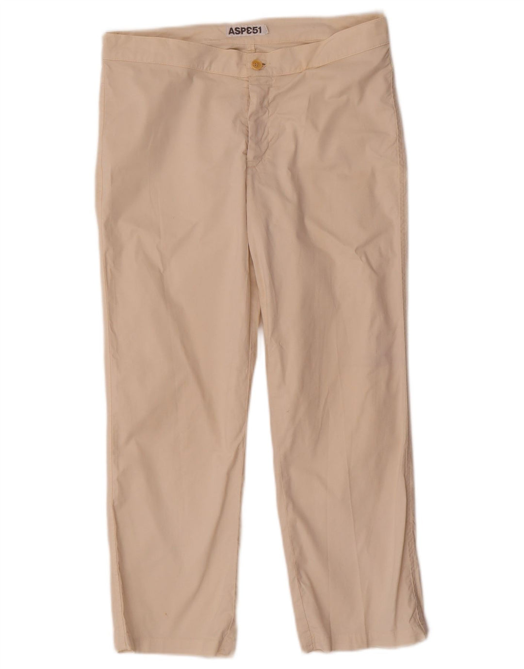Aspesi Womens Straight Cropped Trousers IT 44 Medium W30 L23 Beige Cotton