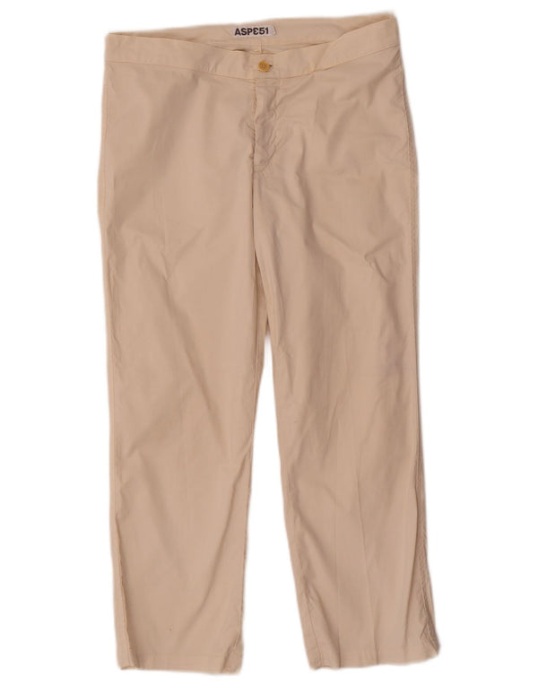Aspesi Womens Straight Cropped Trousers IT 44 Medium W30 L23 Beige Cotton