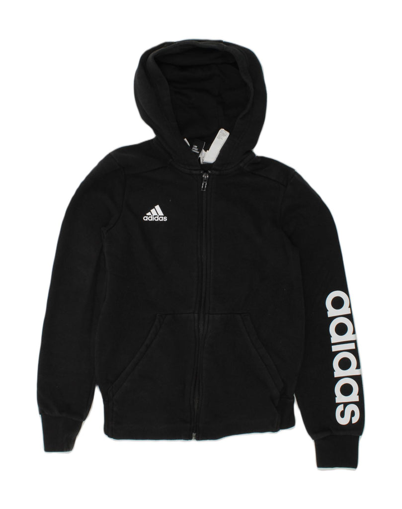 ADIDAS Boys Graphic Hoodie Jumper 11-12 Years Black Cotton | Vintage Adidas | Thrift | Second-Hand Adidas | Used Clothing | Messina Hembry 