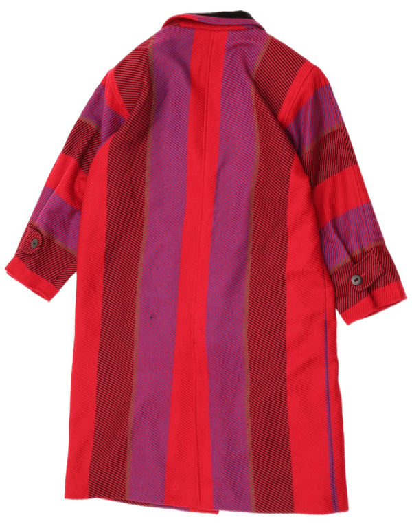 Roccobarocco Womens Oversized Overcoat UK 10 Small Red Striped Wool