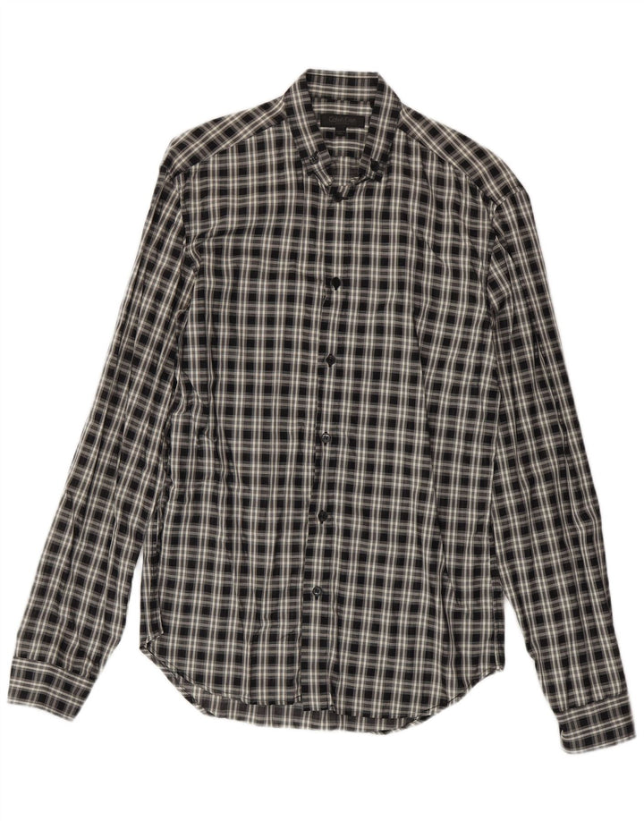 Calvin Klein Mens Shirt Medium Black Check Cotton