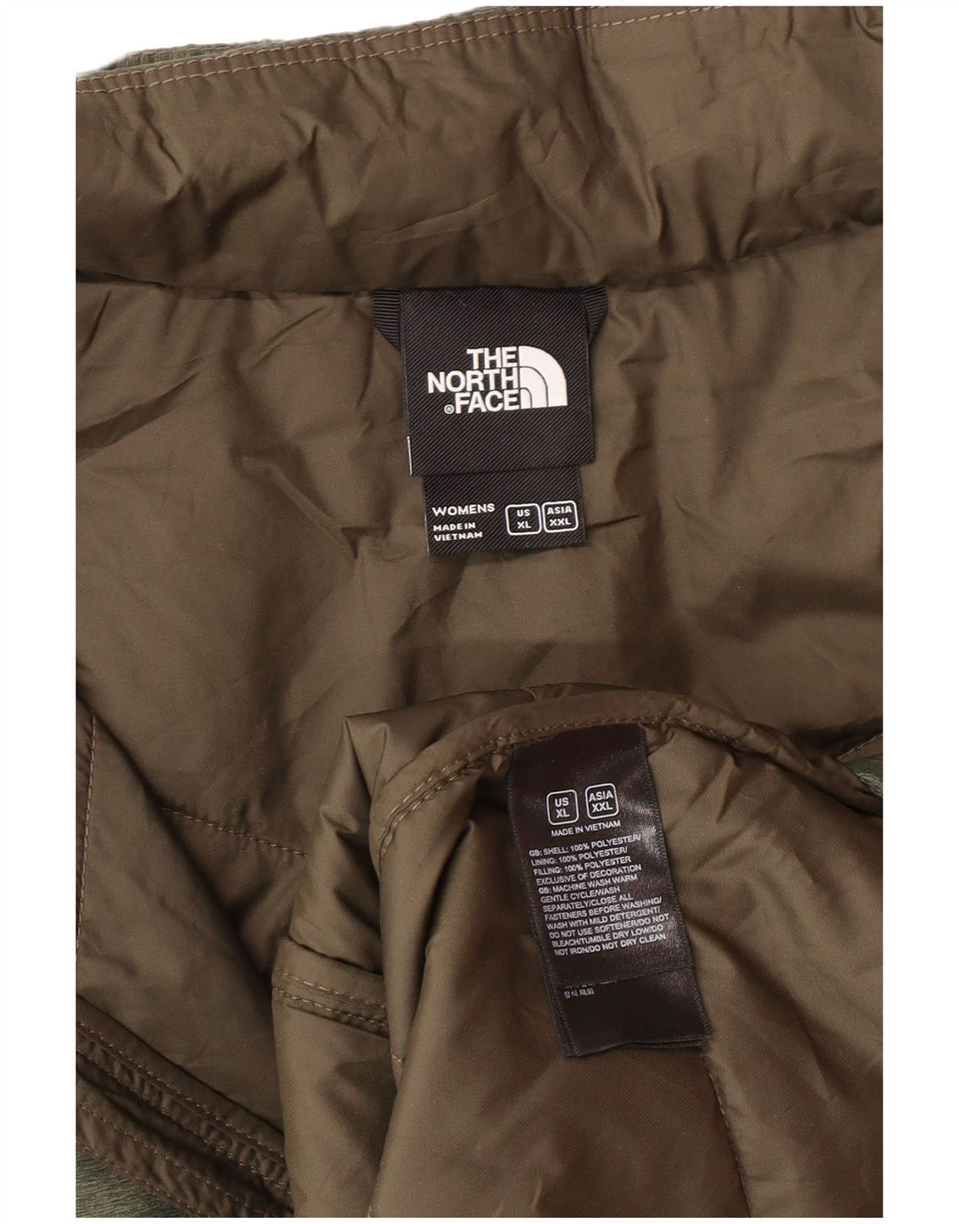 The North Face Womens Hooded Padded Coat UK 18 XL Khaki Polyester Modern