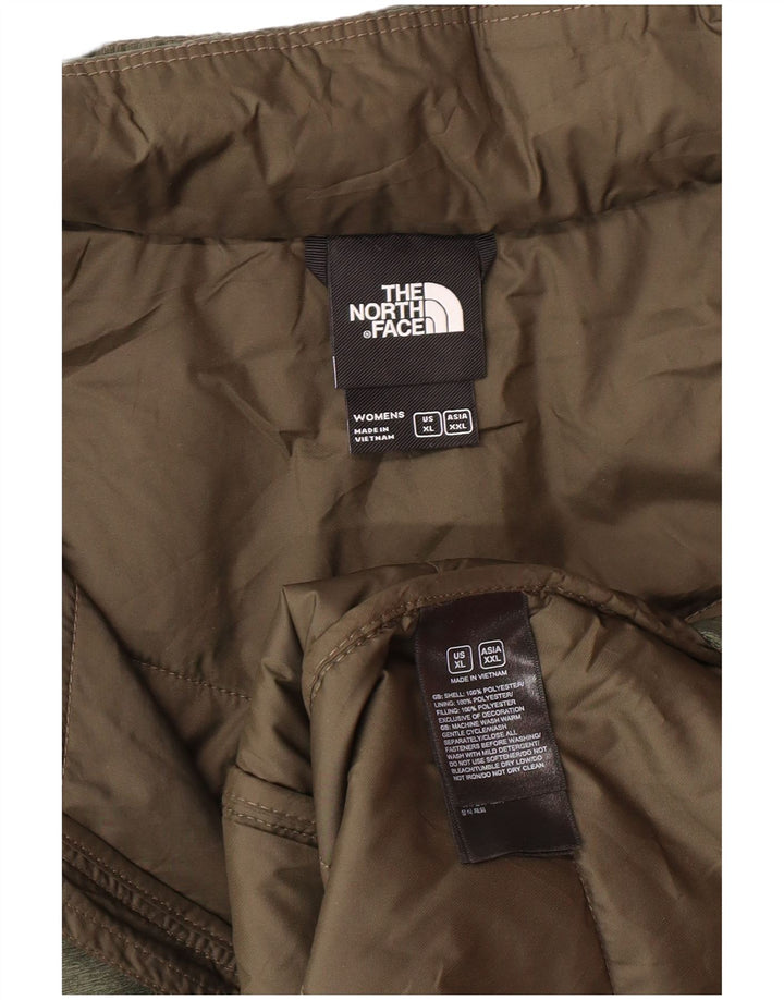 The North Face Womens Hooded Padded Coat UK 18 XL Khaki Polyester Modern
