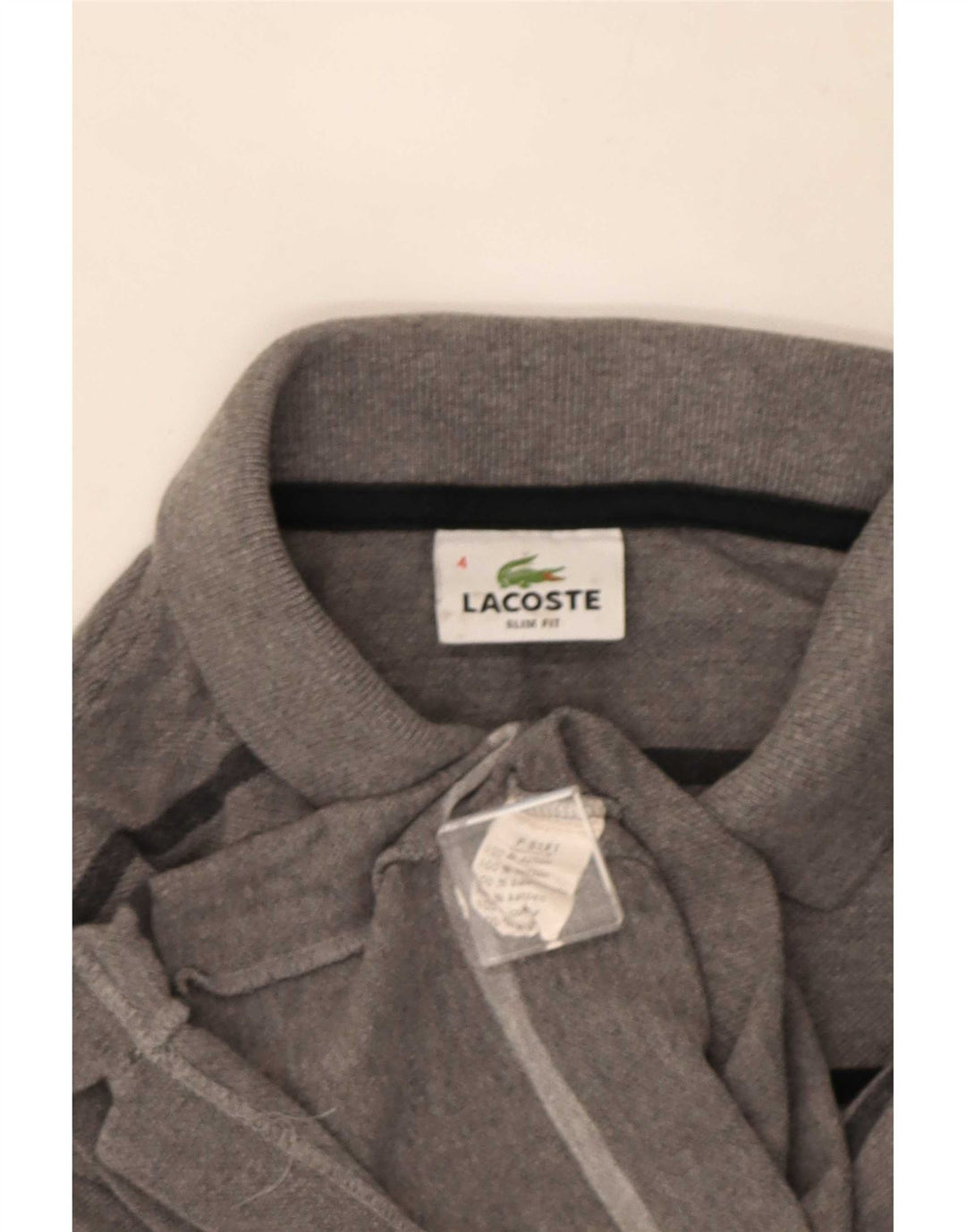 Lacoste Mens Long Sleeve Slim Fit Polo Shirt Size 4 Medium Grey Striped