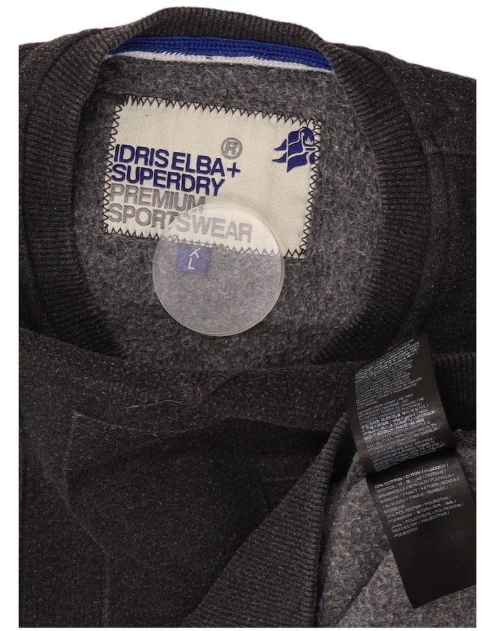 Superdry Mens Graphic Sweatshirt Jumper Large Grey Cotton